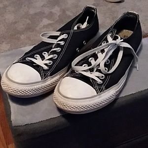 Black and white converse.